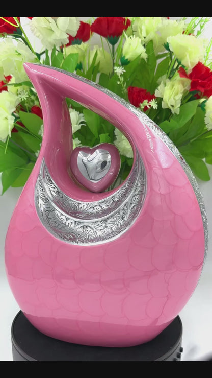Pink Cremation Urn – Personalized Adult Urn for Human Ashes – Memorial Urn for Mother, Wife, Sister, Daughter