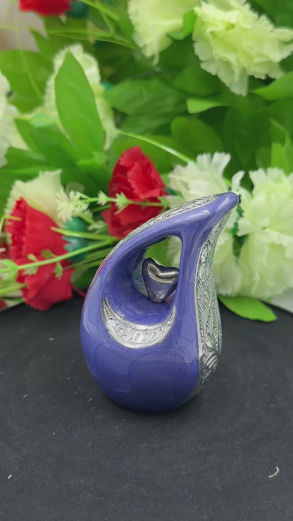 Purple Teardrop Keepsake Urn – Small Mini Urn for Ashes – Perfect for Sharing with Family