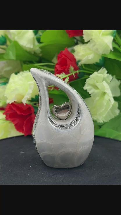 White Teardrop Keepsake Urn – Mini Teardrop Urn for Ashes – Small Sharing Urn for Family