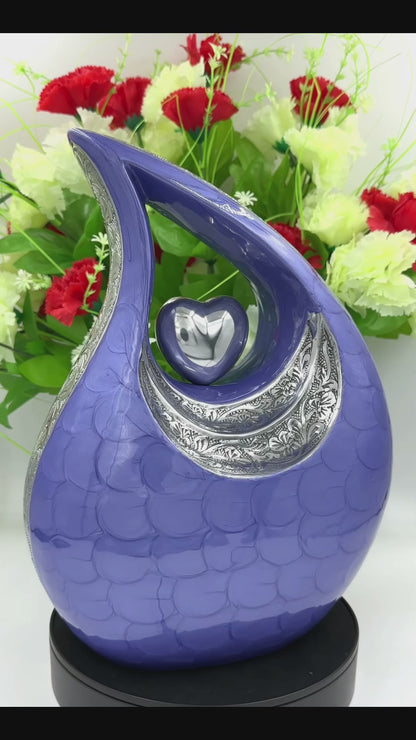 Purple Cremation Urn for Adults – Personalized Human Ashes Urn with Velvet Bag – Elegant Memorial Urn