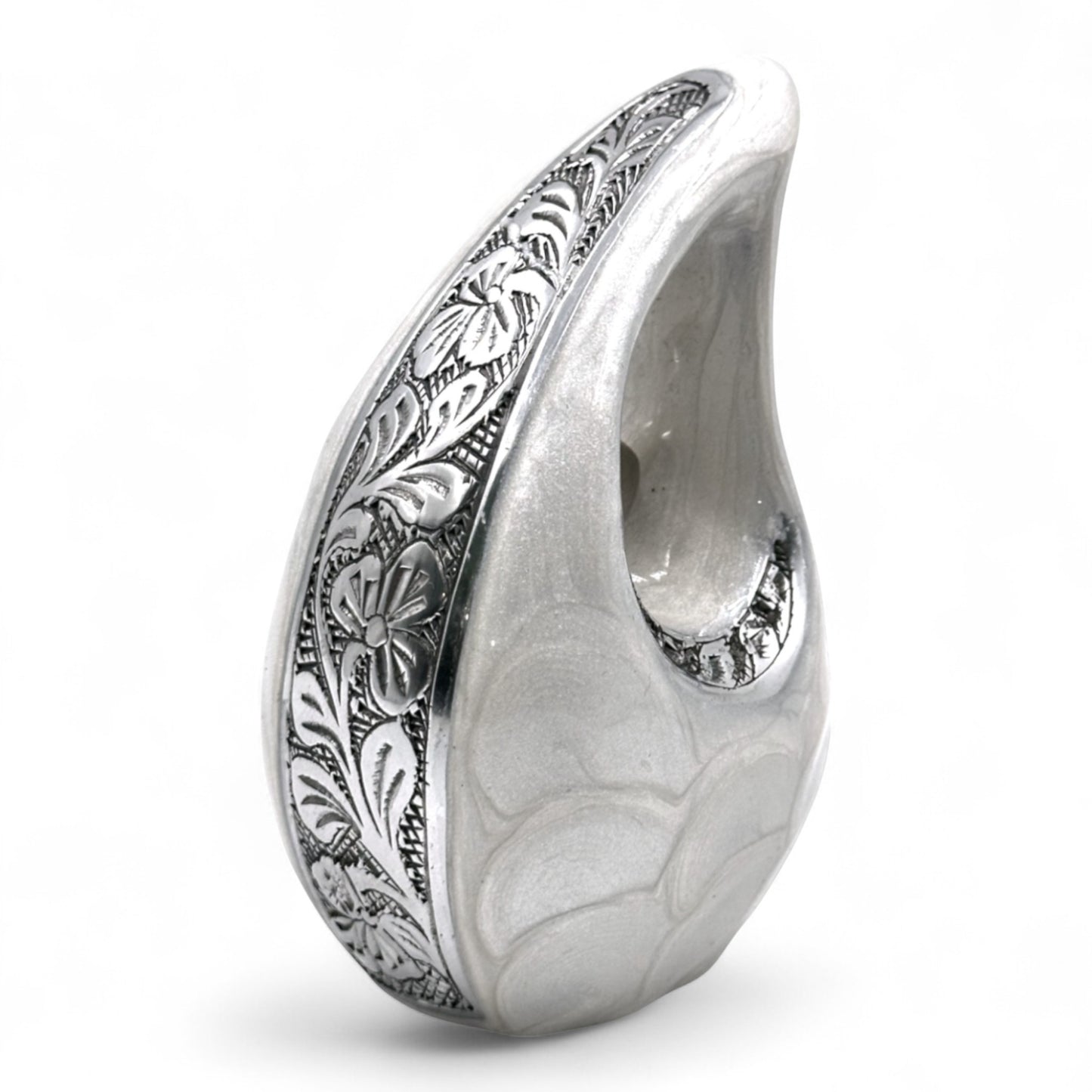 White Teardrop Keepsake Urn – Mini Teardrop Urn for Ashes – Small Sharing Urn for Family